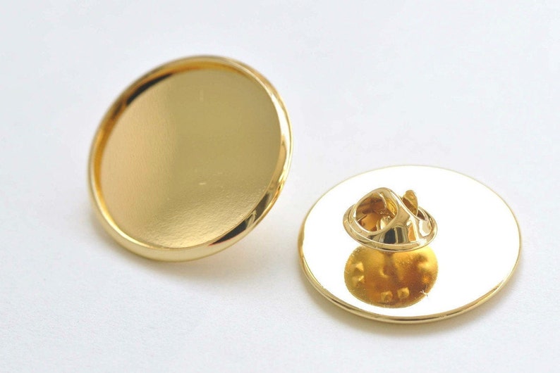 24K Gold Tie Tack Clutch Lapel Pin Brooch Blank Match 25mm Cameo Set de 6 A6355 image 1