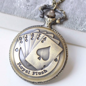 1 PC Antique Bronze Large Poker Pocket Watch A1328