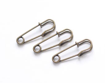 10 pcs Antique Bronze Small Kilt Pin Safety Pins Broochs 27mm A394