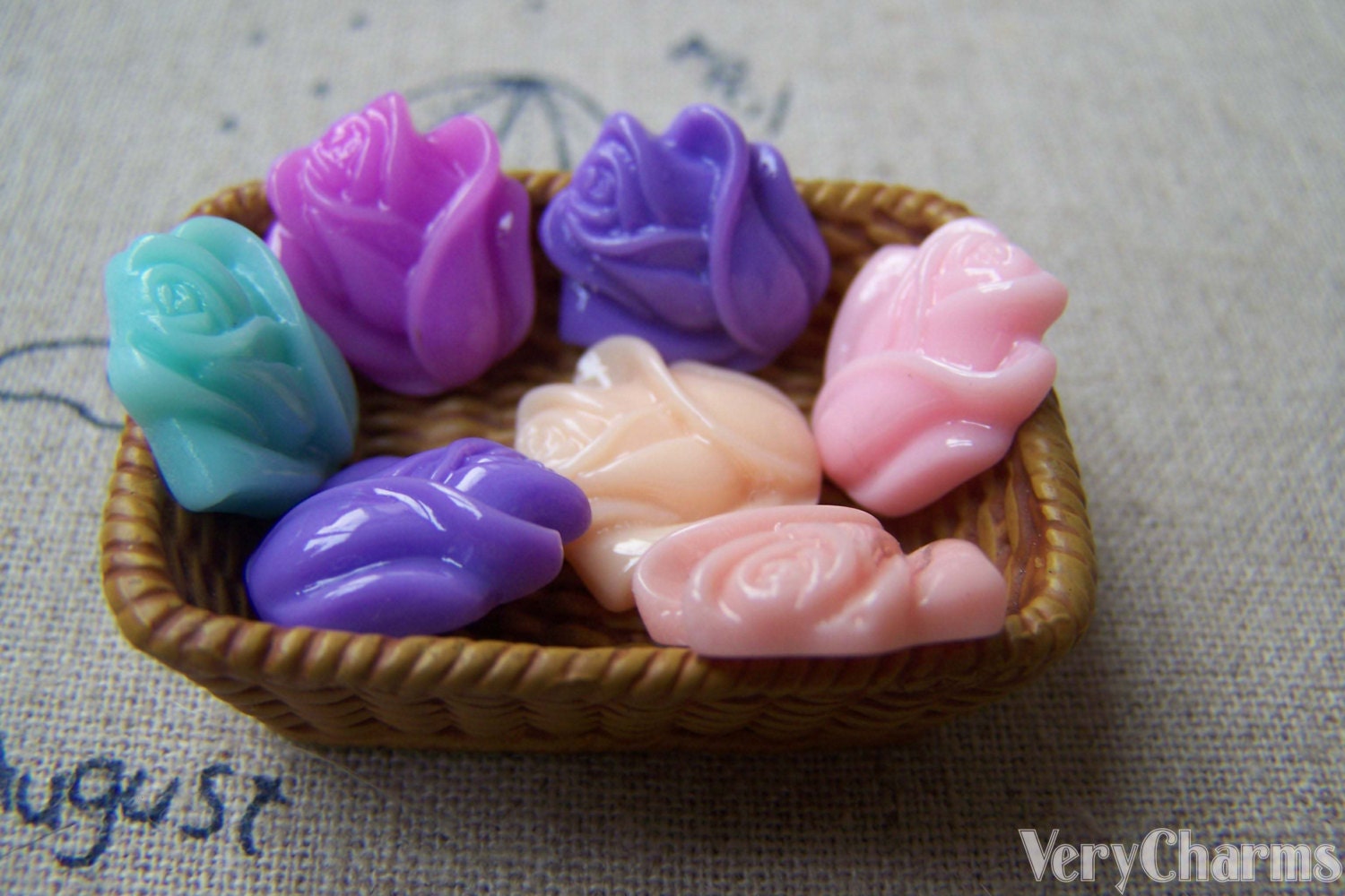 20 Pcs Resin Tulip Flower Cameo Cabochon Assorted Color 20 Pcs Resin Tulip Flower Cameo Cabochon Assorted Color