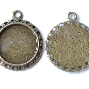 Pendant Tray Blank Antique Bronze Cameo Base Settings Match 15mm Cabochon