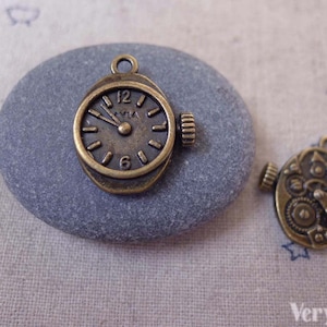 20 pcs of Antique Bronze Mechanical Watch Clock Charms Pendants  12x20mm A7339