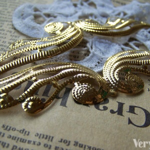 10 pcs of Gold Color Filigree Wing Embellishments 27x98mm A3958