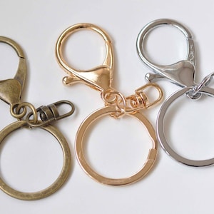 10 pcs Large Keychain Key Ring With Lobster Swivel Clasps for Adding Lanyards Charms  Antique Bronze/Light Gold/Rhodium