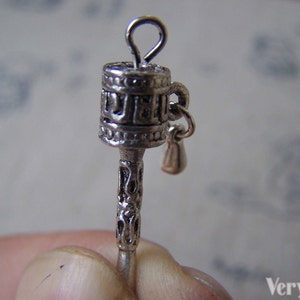 10 pcs of Tibetan Silver Prayer wheel Charms Size 4x23mm A3469
