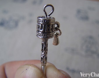 10 pcs of Tibetan Silver Prayer wheel Charms Size 4x23mm A3469
