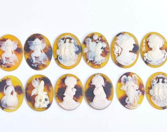Gorgeous 1 pc Resin Angel Lady Oval Cameo Cabochon 30x40mm