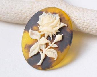 Wunderschöne 1 Stück Harz Rose Blume Oval Cameo Cabochon 30 x 40 mm A7061