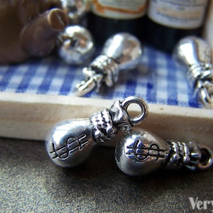 20 pezzi di antichi ci Dollaro soldi borsa sacco Charms Argento dal 7x15mm A1343