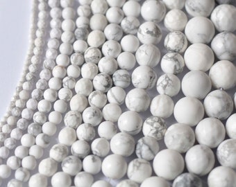 One Strand Glossy Matte Frosted White Turquoise Howlite Faceted Polished Round Gemstone Beads 2mm/3mm/4mm/6mm/8mm/10mm/12mm