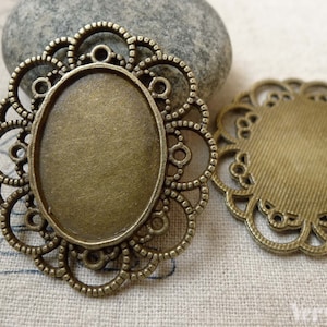 10 pcs of Antique Bronze Oval Cameo Base Settings Match 18x25mm Cabochon  A6167