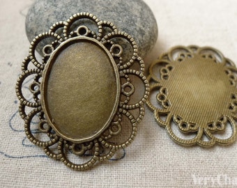 10 pcs of Antique Bronze Oval Cameo Base Settings Match 18x25mm Cabochon  A6167
