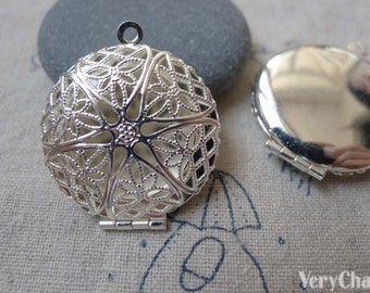 Medaillon, Silber Foto Medaillon, filigrane Runde Anhänger 27mm Set von 5 Stück A7147