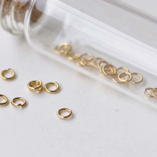 100 unids anti barniz 24K oro chapado latón jump rings 4mm 22gauge A8599