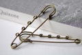 10 pcs Antique Bronze Four Loops Kilt Pin Safety Pins Broochs 18x75mm A2994
