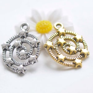 Antique Silver/Gold Spiral Galaxy Star Universe Charms Pendants 15x21mm Set of 20