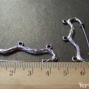 10 pcs Antique Silver Three Loops Bow Safety Pins Broches 18x46mm A1778 image 3