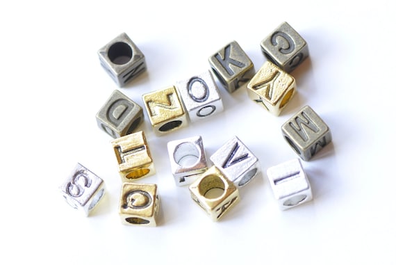 Acrylic Gold Alphabet Letter Beads, SQUARE Charms 4.5mm ABC Gold on White  Letter Beads Same Day Dispatch 