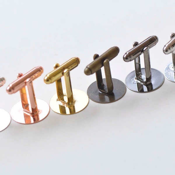 10 pièces (5 paires) boutons de manchette boutons de manchette réglage du coussinet plat assorti 6mm-20mm camée Bronze/cuivre/argent/or/or Rose/platine/Gunmetal