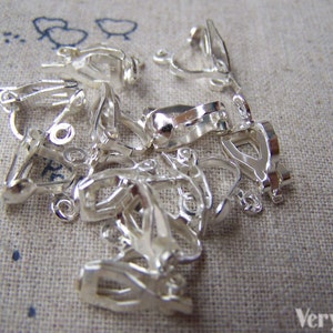 20 pcs de Silver Ear Clips Earring Findings 12mm A1130 image 2