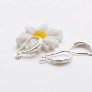 Platinum Textured Earwire Earring Findings 10x15mm Set of 6 pcs