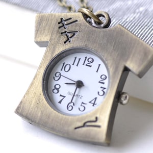 1 PC Antique Bronze T-Shirts Clothes Pocket Watch 33x34mm A7962