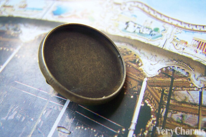 Tie Tack Clutch Round Bronze Pelle Pin Brooch Blank Match 20mm Cabochon Ensemble de 10 A4928 image 5