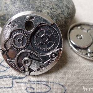 10 pcs Antique Silver Mechanical Watch Clock Charm Pendants  25mm A6863