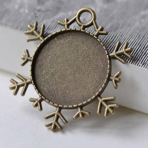 10 Pcs of Antique Bronze Snowflake Cameo Base Settings Match 25mm ...