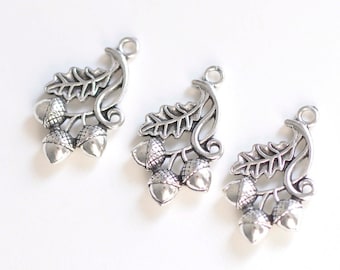 Antique Silver Small Pinecones Acorns Charms