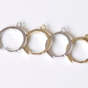 2 pcs 925 Sterling Silver Round Earring Hoop Components Findings Gold/Platinum Size 10x12.5mm