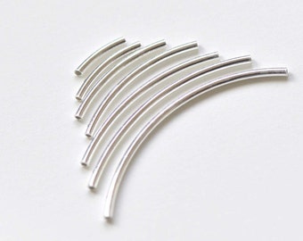 Polished Sterling Silver Curved Tubes 10mm/15mm/20mm/25mm/30mm/35mm/40mm/50mm Set of 2