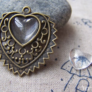 Cameo di cuore Cabochon di cristallo cupola 12mm Set di 20 A3645