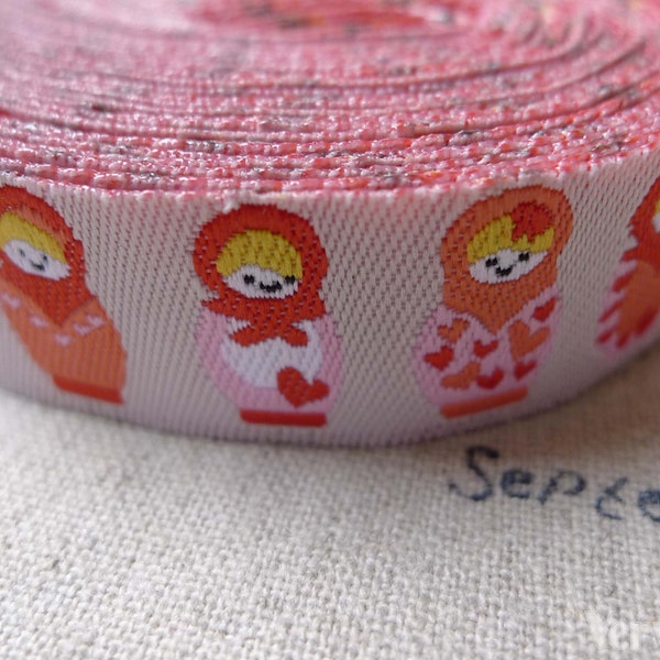 10 Yards (9.1 Meter) Yarn Weave Stitched Matryoshka Russian Doll Ribbon Label String A6857