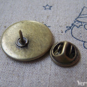 Tie Tack Clutch Round Bronze Pelle Pin Brooch Blank Match 20mm Cabochon Ensemble de 10 A4928 image 4