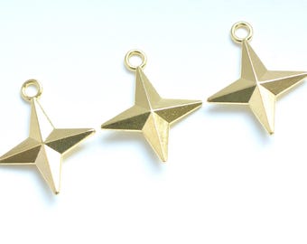 Glänzend Gold Vierzackige Sterne Charm Anhänger 25 x 30 mm Set von 10
