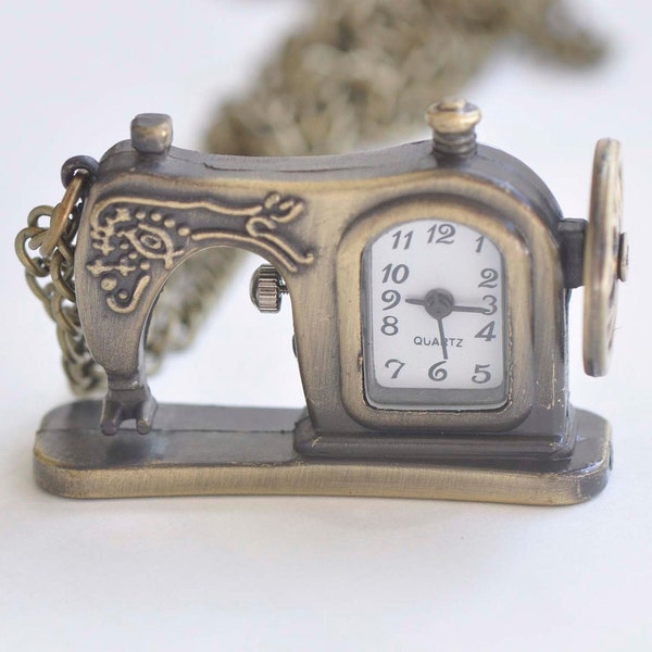 1 PC Machine à coudre vintage Style Pocket Watch Pendentif A5746