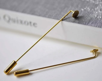 Gold Lapel Pin Stick Pin Clutch 65mm/93mm With 10mm Pad