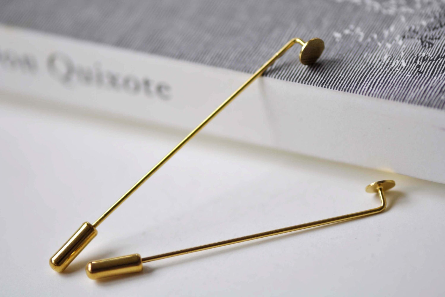 Gold Lapel Pin Stick Pin Clutch 65mm/93mm With 10mm Pad Etsy