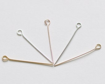 100 pcs Eye Pins Jewelry Making Silver/Platinum/14K/18K Gold/Rose Gold 20mm/25mm/30mm/50mm