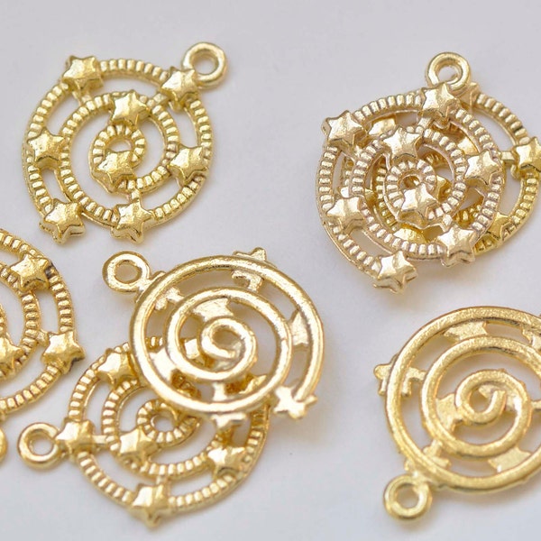 Gold Spiral Galaxy Star Universe Charms Pendants 15x21mm Set of 20 A783