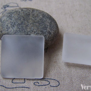 10 pcs of Frosted Glass Dome Square Cabochon Cameo 25mm A4989