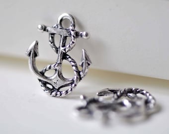 Anchor Charms Antique Silver Nautical Pendants 13x17mm Bulk Set of 50 pcs A6295