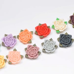 Harz Rose Blume Cameo Flat Back Cabochon 40mm