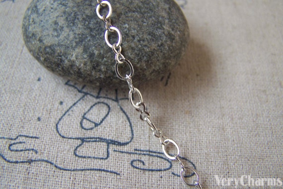 16ft (5m) White Gold Tone Brass Flat Figure 8 Infinity Chain Soldered Links A5403
