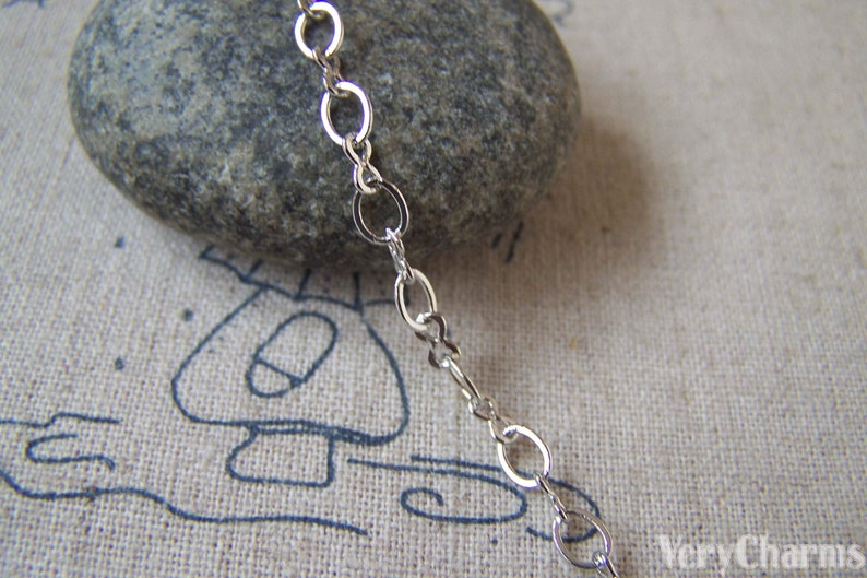 16ft (5m) White Gold Tone Brass Flat Figure 8 Infinity Chain Soldered Links A5403 image 1