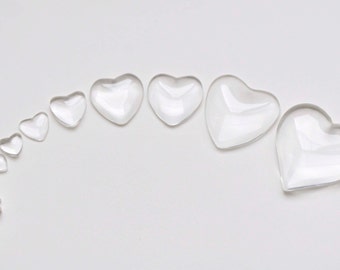 Crystal Glass Cabochon Heart Shaped Cameo 6mm/8mm/10mm/12mm/16mm/18mm/23.5mm/25mm/30mm/33mm