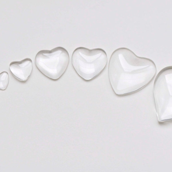 Crystal Glass Cabochon Heart Shaped Cameo 6mm/8mm/10mm/12mm/16mm/18mm/23.5mm/25mm/30mm/33mm