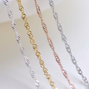 925 Sterling Silver Spiga Necklace Chain 16&quot; 18&quot; Width 1.2mm Silver/Platinum/Gold/Rose Gold