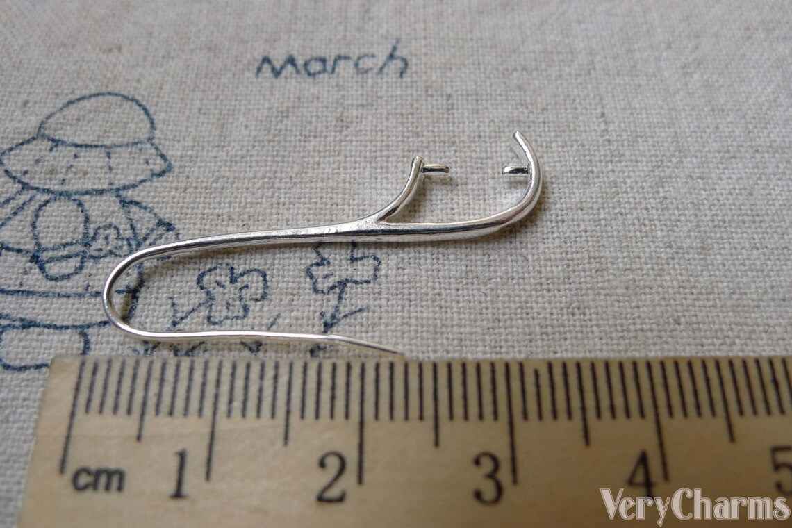 Silver Earring Hooks Pinch Bail Earwire 35mm Set of 10 A6597 Etsy